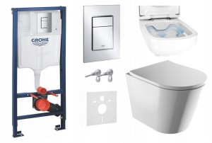 ZESTAW WC 6w1 - stelaż podtynkowy GROHE RAPID + Miska WC podwieszana OMNIRES  TAMPA bezkołnierzowa z deską wolnoopadającą 