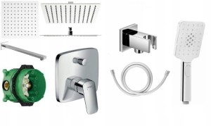 HANSGROHE - LOGIS  - zestaw natryskowy podtynkowy  z deszczownicą Ultraslim-Square 40 cm