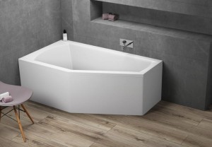 Polimat - Wanna akrylowa Selena 140x90 lewa + obudowa + syfon automatyczny 
