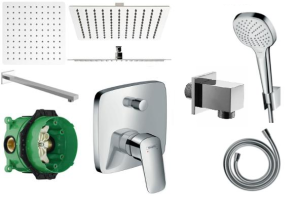 HANSGROHE - LOGIS  - zestaw natryskowy podtynkowy  z deszczownicą Ultraslim-Square 25 cm