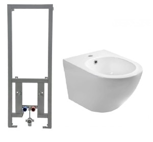 ZESTAW 3w1 - stelaż podtynkowy do bidetu + bidet  podwieszany DESNA + MATA