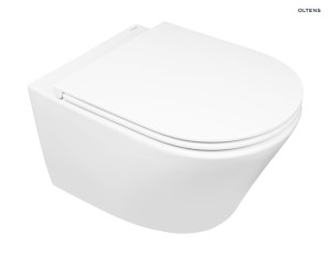 Zestaw Oltens Jog miska WC wisząca PureRim z powłoką SmartClean z deską wolnoopadającą Slim 