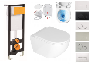 ZESTAW WC 6w1 - stelaż podtynkowy ECO-BOX SLIM 35 cm + miska bezkołnierzowa DESNA