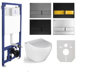 ZESTAW WC 6w1 - stelaż podtynkowy SLIM 10cm + miska bezkołnierzowa DESNA SPŁUKIWANIE  WIROWE