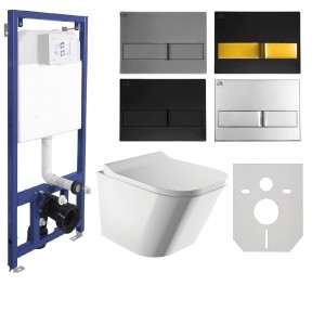 ZESTAW WC 6w1 - stelaż podtynkowy SLIM 10cm + miska bezkołnierzowa OMNIRES  FONTANA