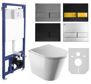 ZESTAW WC 6w1 - stelaż podtynkowy SLIM 10cm + miska bezkołnierzowa OMNIRES  TAMPA