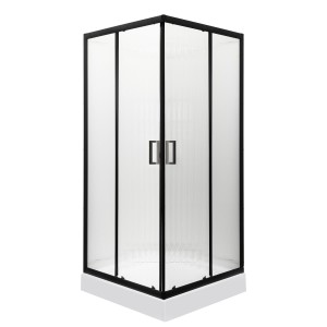 Novoterm Kerra - Kabina prysznicowa Soho SQ BL z brodzikiem 90x90x205