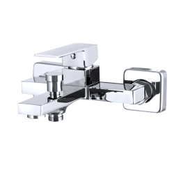 Bateria do wanny CUBE CHROM wannowa ścienna kwadratowa 