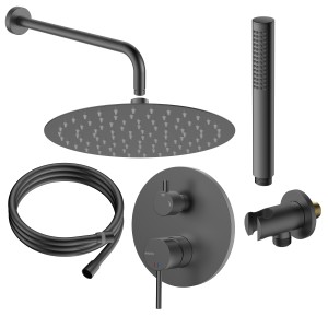 Zestaw prysznicowy podtynkowy ULTIMATE GUN METAL Bateria podtynkowa dwufunkcyjna, deszczownica
