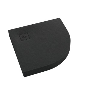 Schedline Brodzik akrylowy zintegrowany z nośnikiem Stabilsound Plus® oraz obudową akrylową przeciągniętą do podłogi NonLimits Black Stone 90x90x12 cm R55, półokrągły, Gwarancja 10 lat