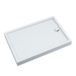 Schedline Brodzik akrylowy zintegrowany z nośnikiem Stabilsound Plus® oraz obudową akrylową przeciągniętą do podłogi Cameron 80x100x12 cm, prostokątny z odpływem na krótszym boku, Gwarancja 10 lat