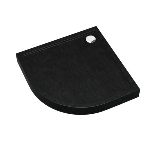 Schedline Brodzik akrylowy zintegrowany z nośnikiem Stabilsound Plus® oraz obudową akrylową przeciągniętą do podłogi Cameron Black Stone 80x80x12 cm R55, półokrągły, Gwarancja 10 lat