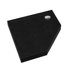 Schedline Brodzik akrylowy zintegrowany z nośnikiem Stabilsound Plus® oraz obudową akrylową przeciągniętą do podłogi Cameron Black Stone 80x80x12 cm, pięciokątny, Gwarancja 10 lat