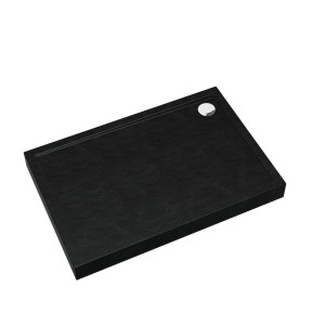 Schedline Brodzik akrylowy zintegrowany z nośnikiem Stabilsound Plus® oraz obudową akrylową przeciągniętą do podłogi Cameron Black Stone 80x120x12 cm, prostokątny, Gwarancja 10 lat