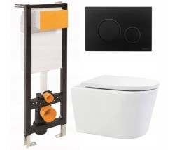 7w1 ZESTAW PODTYNKOWY WC STELAZ SLIM + MISKA WC TORNADO MEGAN + PRZYCISK