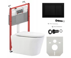Miska MEGAN Tornado Wirowa Deska + Stelaż Podtynkowy do WC TECE ZESTAW 7w1
