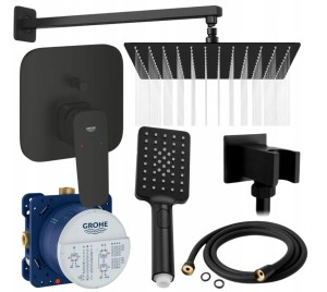ZESTAW PODTYNKOWY Bateria GROHE CUBEO CZARNA SmartBox Deszczownica Slim 20