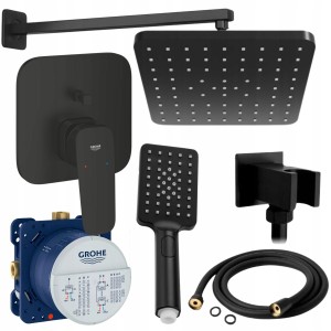 ZESTAW PODTYNKOWY Bateria GROHE CUBEO CZARNA SmartBox Deszczownica 22
