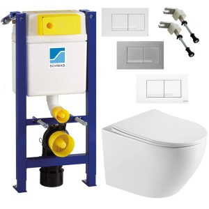 ZESTAW WC 6w1 - Stelaż podtynkowy niski H-83cm. Schwab + miska bezkołnierzowa DESNA