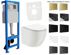 Stelaż podtynkowy slim 40cm z misą bezkołnierzową Omnires Ottawa - przyciski do wyboru