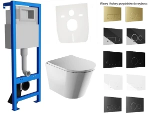 Stelaż podtynkowy slim 40cm z misą bezkołnierzową Omnires Tampa - przyciski do wyboru