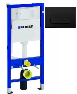 Geberit - Stelaż podtynkowy WC Geberit Duofix Basic do WC, Delta 12 cm, H112 z przyciskiem czarny mat