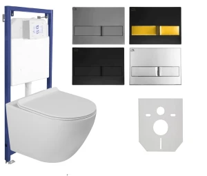 ZESTAW WC 6w1 - stelaż podtynkowy SLIM 10cm + miska bezkołnierzowa TAVRO