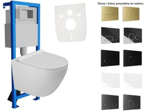 Stelaż podtynkowy slim 40cm z misą bezkołnierzową Tavro - przyciski do wyboru