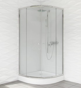 DUSO - Kabina prysznicowa półokragła 90x90x184, szkło transparentne
